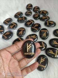 เหรียญมงคลแกะสลักคุณภาพสูงจากหินอาเกตสีดำ ใช้สำหรับการทำสมาธิ โยคะ การบำบัด และการทำเรกิ - Product Image 2