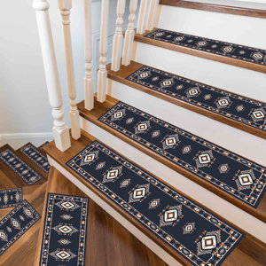 Alfombra Azul Marino Estampada: Diseño Kilim Moderno, Antideslizante, Lavable a Máquina, Goblen - Product Image 1