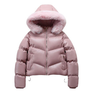 Abrigos de Invierno para Mujer, Chaqueta Acolchada de Cuero PU, Chaqueta Corta Acolchada, Abrigos y Chaquetas de Moda Cálida - Product Image 3