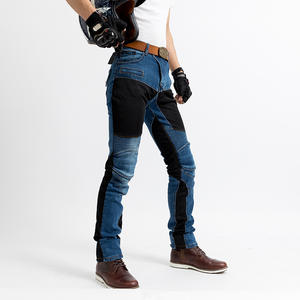 Pantalones vaqueros de motorista de mezclilla azul para hombre con paneles elásticos, protección de rodilla con certificado CE, forro de aramida, transpirable, D-Ride Moto - Product Image 4