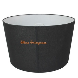 Abat-jour en tissu de lin beige de conception moderne personnalisée de haute qualité couvercle de lampe de bureau Empire fait à la main pour l'éclairage de base intérieur - Product Image 1