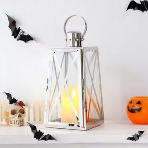 Linterna cromada brillante artesanal H.M.A con acabado de acero pulido y vidrio para interiores elegantes - Product Image 2