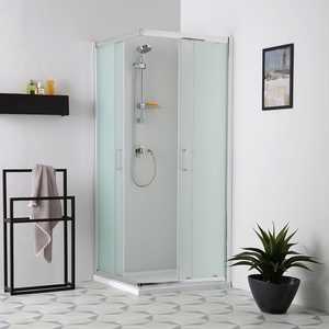 Mampara de Ducha Genoa 80x80 Cuadrada de Vidrio Satinado con Puertas Corredizas - Product Image 2