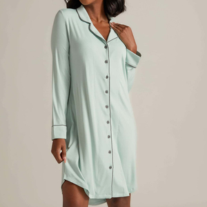 <span class=keywords><strong>Camicia</strong></span> <span class=keywords><strong>da</strong></span> <span class=keywords><strong>Notte</strong></span> in Jersey di Bambù per Donna, con Bottoni, Maniche Lunghe, Pigiama Sostenibile - Product Image 5