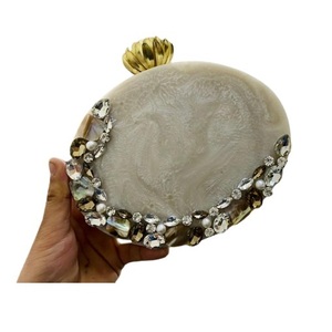 Guru Kirpa Export Luxury Wedding Clutch Bag Patrón de leopardo Evil Eye Marco de metal Perla Logotipo personalizado Bolso de noche de moda - Product Image 2