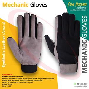 Guantes de trabajo manual para hombres de alta calidad Guantes de cuero sintético de Pakistán mecánico para uso diario - Product Image 5