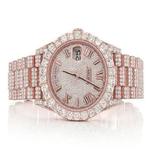 Montre-bracelet pour hommes de taille personnalisée de haute qualité dernier style Hip Hop diamants Moissanite étincelants VVS clarté verre en acier inoxydable - Product Image 1