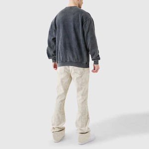 Sweat-shirt en molleton de coton et polyester personnalisé pour homme, broderie, lavage à l'acide, coupe régulière, uni, col rond unisexe, prix bas - Product Image 4