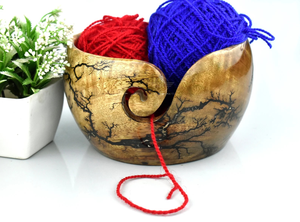 Bol en fil de bois résine et Lichtenberg bol à tricoter en bois de grande taille fait à la main bol en fil de chat lourd cadeau de Noël fonctionnel - Product Image 5