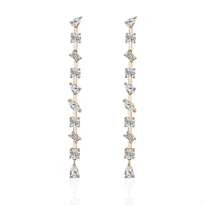Boucles d'oreilles en or blanc 14 carats pour femmes Trendy Pop Moissanite Dangle avec de nombreuses formes pour les mariages et les fêtes - Product Image 1