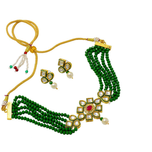 Parure de collier ras-du-cou de luxe en cristal vert plaqué or, bijoux vintage raffinés ornés de zircon, perle et diamant, idéal pour cadeau de fête - Product Image 3