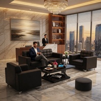 Ensemble de canapés de bureau modernes et luxueux 1 à 3 places, pour réception et salle d'attente des visiteurs, avec section en cuir PU pour salon de bureau