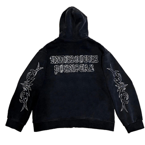 Sweat-shirt à capuche personnalisé pour homme en 100 % coton, nouvelle mode, polaire, avec fermeture éclair longue et poches, couleur unie, hiver, 380g, séchage rapide - Product Image 3