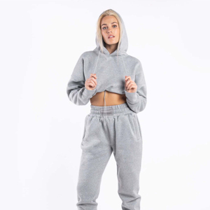 Ensemble de sweat à capuche en coton de haute qualité pour femmes Logo personnalisé Vêtements d'entraînement décontractés Tops courts d'hiver Col à capuche - Product Image 1