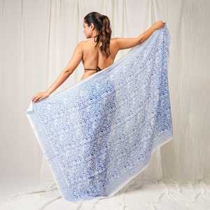 Bufanda de playa de sarong de algodón con estampado de bloques Pareo Wrap Summer Cover Up Dupatta Bufanda de algodón transpirable suave - Product Image 1