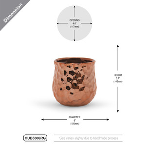 CUB5306RG - Maceta de Oro Rosa con Textura Única - 6 W x 5.7 H - Product Image 6