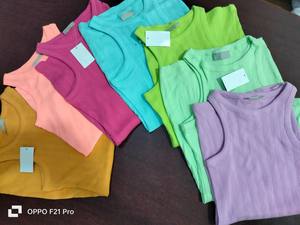 Débardeurs en velours côtelé solide d'été à la mode pour les filles-Vêtements actifs respirants écologiques avec un design long sans manches - Product Image 5