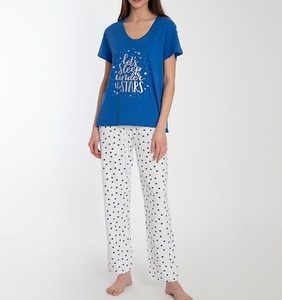 Women's Casual Fashion <b>Pyjamas</b> ODM Supply 100% Cotton Soft Smooth Jersey Fabric with Elastic Waist Closure <b>for</b> <b>Summer</b> Spring - Product Image 1