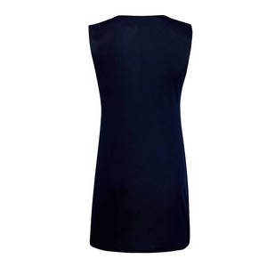 Navy Sleeveless <b>Spaghetti</b> <b>Strap</b> Petticoat Tunic-Casual Elegant Solid Lined Spandex Top for Spring Autumn Day Parties - Product Image 3