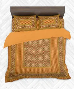 طقم غطاء سرير مطبوع يدويًا على شكل مربعات بتصميم جابيوري ملاءات سرير هندية مصنوعة يدويًا للبيع بالجملة، ملاءة سرير قطنية بحجم سرير