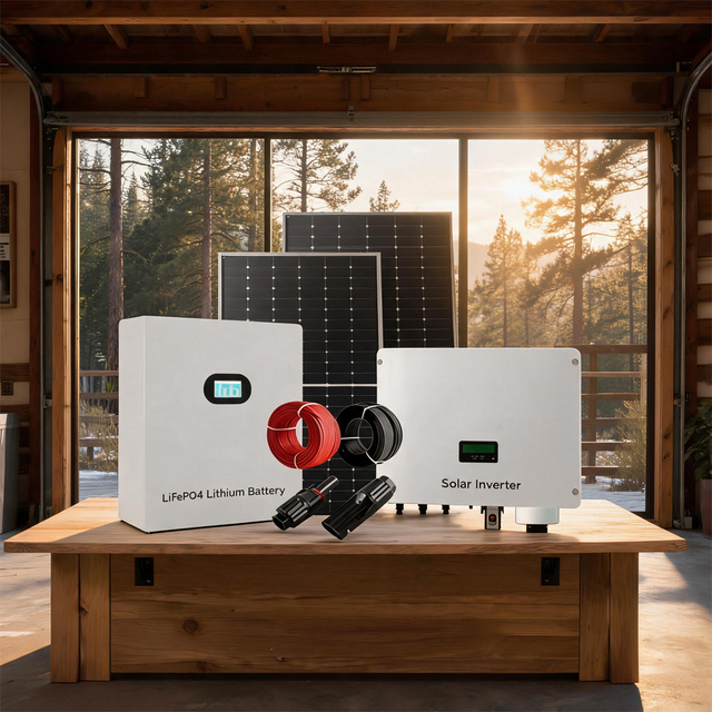 Home Solar Energy System, Hybrid Solar Power System with Battery Storage, Complete Off Grid Solar Energy Kit