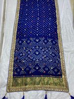 Sari ethnique en soie Gaji avec broderie multi-paillettes de 3 mm, motif uni, extensible et écologique