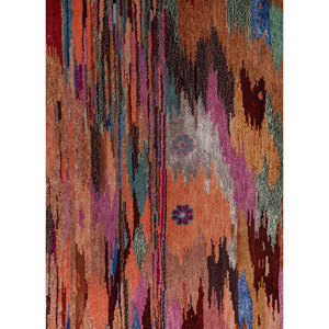 พรมไหมพรมและไหมไผ่ถักมือลายนามธรรม Freedom Manchaha ขนาด 9x12 สีแดงและสีส้ม สำหรับตกแต่งห้องนั่งเล่นที่บ้าน รุ่น Les-8391 - Product Image 3