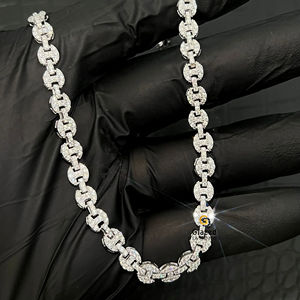 Hip Hop Link 10K oro blanco fiesta hombres cadena oro blanco tachonado corte brillante VVS claridad Moissanite diamantes regalos de compromiso - Product Image 1