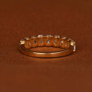 Lujoso 18KT oro amarillo sólido nupcial boda banda cojín corte 9 piedra laboratorio cultivado diamante aniversario regalo para niña - Product Image 3