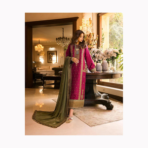 Nouveaux Designs Style Pakistanais Collection D'été Costume De Pelouse avec Broderie Lourde ODM Salwar Kameez Lehenga Choli - Product Image 1