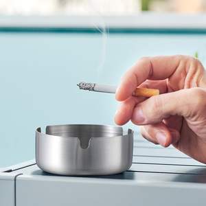 Impressions de logo personnalisé Design classique Cendrier à cigarettes en acier inoxydable anti-fumée avec couvercle pour la maison, le bureau ou le bar - Product Image 4