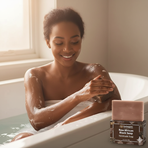 สบู่ดำแอฟริกันแท้ ทำมือ ผสมแร่ธาตุและสมุนไพร ทำความสะอาดล้ำลึก บำรุงผิวชุ่มชื้น สำหรับรอยสิวและผิวไม่สม่ำเสมอ - Product Image 2
