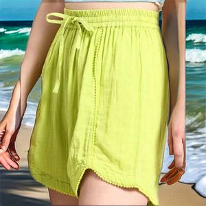 <b>Women's</b> High Waist Casual <b>Board</b> <b>Shorts</b> Breathable Eco-Friendly Colored Streetwear Customizable Easy-to-Wear Elastic Solid Lace - Product Image 1