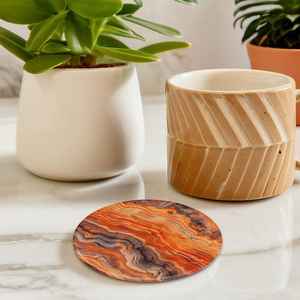 Orange Marble Glass <b>Coasters</b> Unique Marble Paintings Coffee Table <b>Coaster</b> Set <b>Personalised</b> For You Marble Design <b>Coaster</b> - Product Image 2