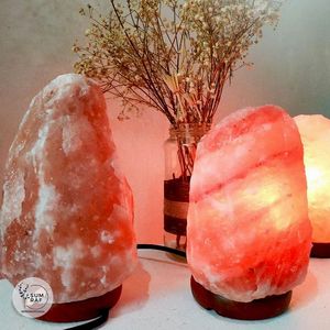 Lampe au sel naturel de l'Himalaya fabriquée à la main avec base en bois et gradateur lumière en cristal de sel de roche sculpté pour une ambiance apaisante Style d'amour - Product Image 3