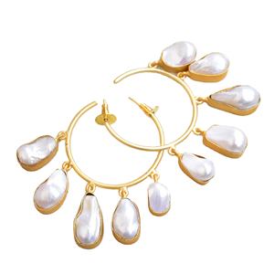 Pendientes de Racimo de Latón Premium, Chapados en Oro, con Piedras Preciosas Auténticas, Acabado de Latón Satinado, Sin Níquel, Duraderos, Perfectos - Product Image 2