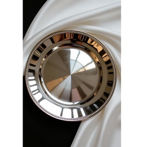 Plato de Presentación de Metal con Acabado en Oro Rosa y Cobre de Lujo con Borde de Cuentas de 13 Pulgadas, Plato de Servicio para Bodas y Fiestas al por Mayor, Plato Base de Metal - Product Image 2