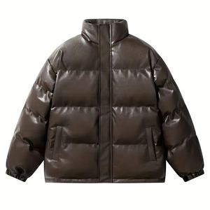 Vente en gros Nouveau blouson en cuir confortable et chaud pour hommes Blouson d'hiver à col montant avec logo personnalisé de haute qualité pour hommes - Product Image 6