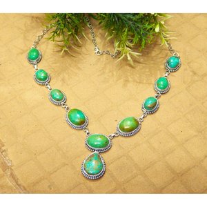 925 Sterling <b>Silver</b> Turquoise <b>Necklace</b> for Women Handmade Natural Blue Turquoise Gemstone <b>Diamond</b>-Embellished Gift for Her - Product Image 3