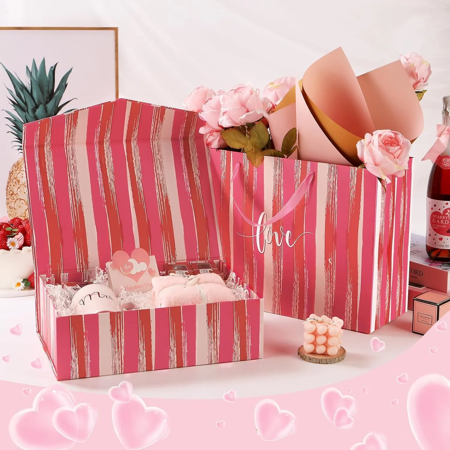 豪華な卸売カスタムギフトボックス包装MOQ 500 Caja de carton plegable magnet valentine gift box