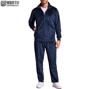 Combinaison de sport décontractée pour hommes personnalisée col montant pull à manches longues et pantalon de survêtement ensemble pull-over deux pièces pour hommes de remise en forme - Product Image 4
