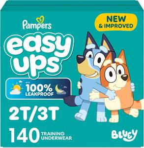 Pantalones de Entrenamiento Pampers - Easy Ups para Niños y Niñas, Diseño Bluey - Talla 2T-3T, 140 Unidades, Ropa Interior para Aprender a Ir al Baño (El Empaque Puede Variar) - Product Image 1