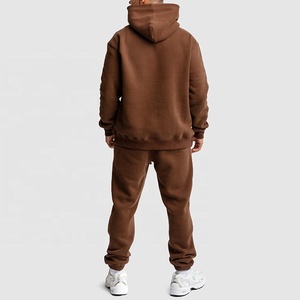 Ensemble de survêtement de sport en coton lourd de couleur unie pour hommes, vente en gros - Product Image 4