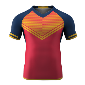 Nouveau meilleur vêtements de sport de haute qualité uniformes de rugby hommes col en V demi manches sublimation polyester fait maillot de rugby pour équipe adulte - Product Image 1