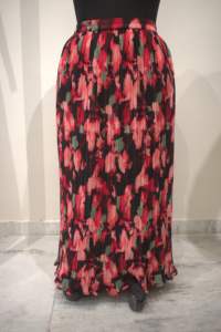 Robes d'été élégantes pour adultes-Jupe plissée silhouette droite longueur au sol avec impression numérique taille naturelle - Product Image 2