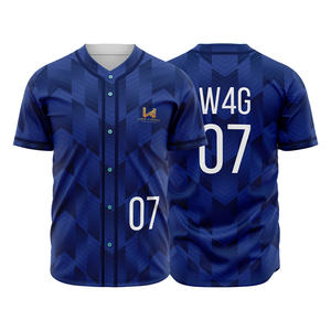 Maillot de baseball pour hommes personnalisé en gros, prix bas, haute qualité, imprimé par sublimation, respirant, col rond, boutons intégrés - Product Image 3