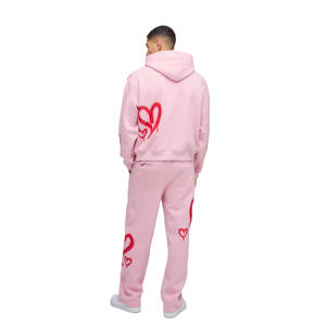 Ensemble de survêtements décontractés de haute qualité, couleur rose bébé, personnalisés, à la mode, avec logo imprimé à l'écran, pour hommes, best-seller 2025 - Product Image 2