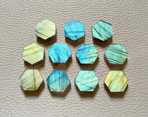 AAA Quality Multi Flashy Natural Labradorite Hexagon Both Side Flat Cabochon Gemstone for Jewelry making like Bracelet Necklace