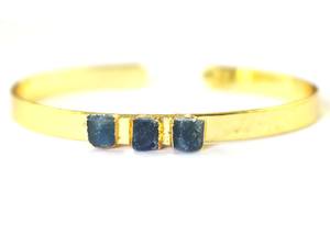 <b>Blue</b> <b>Sapphire</b> Raw Bangle, 18k Gold Electroplated <b>Bracelet</b>, February Birthstone Cuff <b>Bracelet</b> - Product Image 4