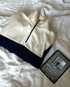 Sudadera con capucha y media cremallera para mujer, sudadera informal de manga larga de gran tamaño con forro polar y logotipo personalizado, venta al por mayor de OEM - Product Image 3